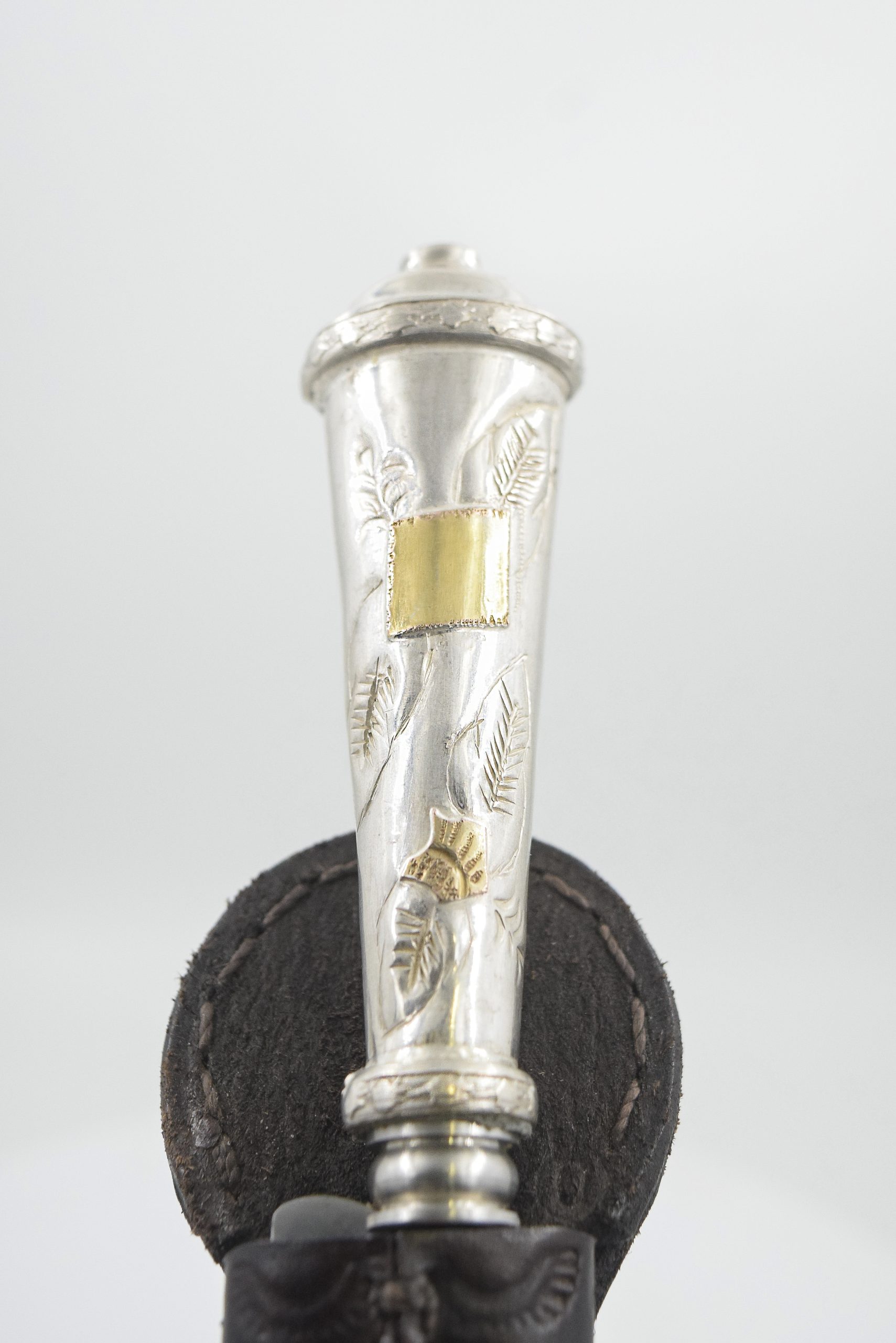 Cuchillo en plata | hoja 10cm | cabo con apliques en oro para grabar - Imagen 2