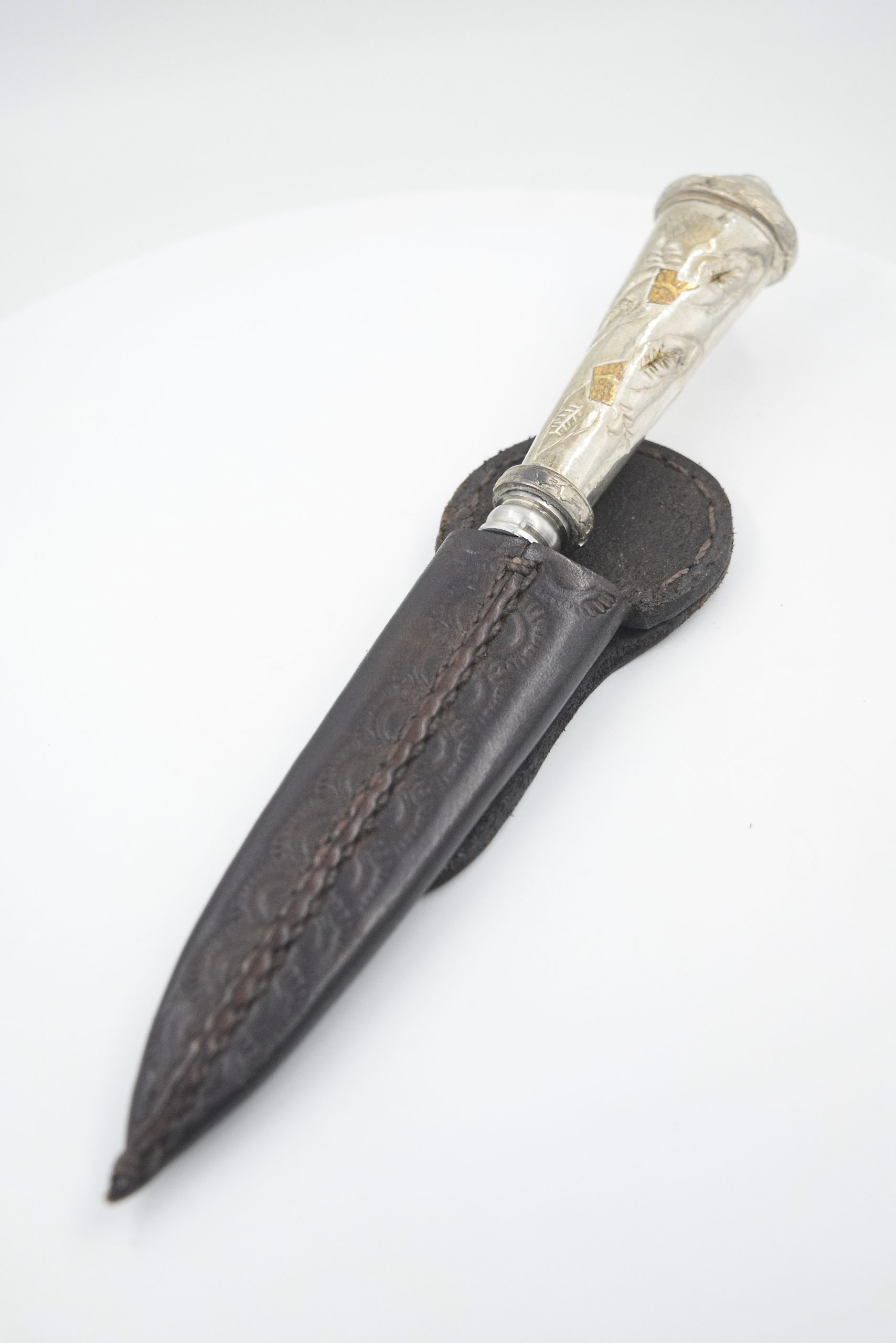 Cuchillo en plata | hoja 10cm | cabo con apliques en oro para grabar - Imagen 4