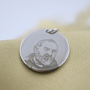 Padre Pío medalla redonda en plata 925