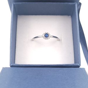 Anillo fino en plata 925k con circonia azul y blancas | 18mm |