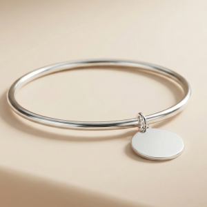 Pulsera en plata 925k con dije para grabado personalizado